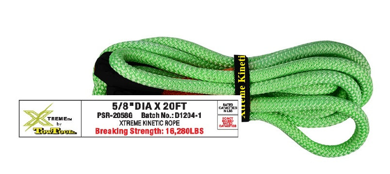 5/8" x 20ft Xtreme Kinetic Recovery Rope 14,900lbs