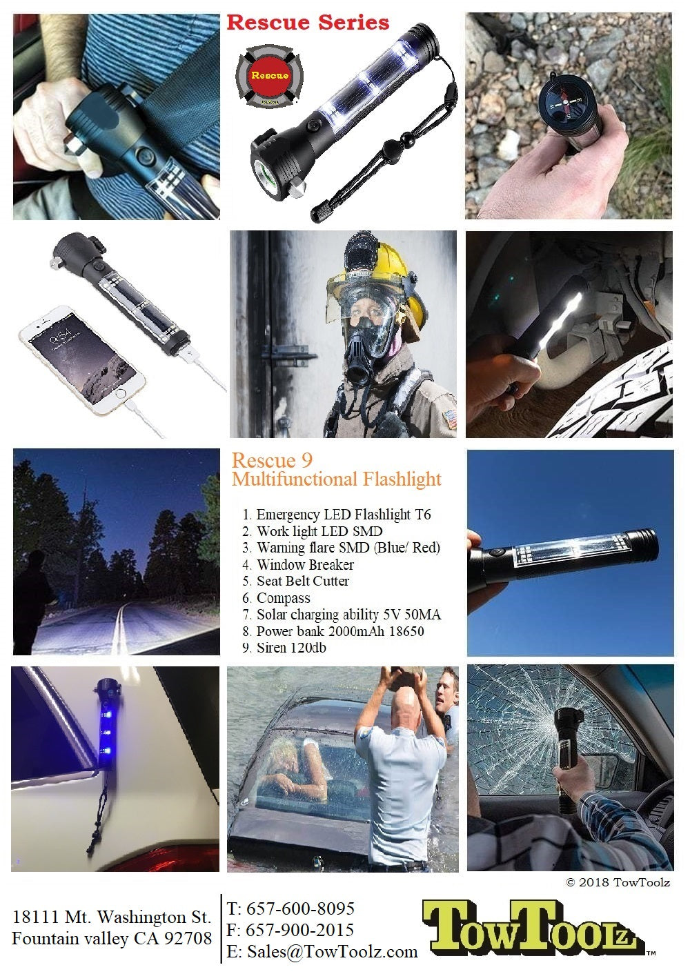 Rescue 9 Emergency flashlight (9-in-1)