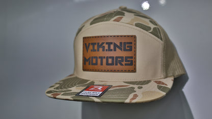 Viking Motors Leather Patch Hat 168P Camo: Mossy Oak Bottomland/Loden