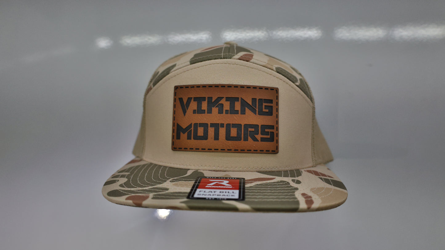 Viking Motors Leather Patch Hat 168P Camo: Mossy Oak Bottomland/Loden