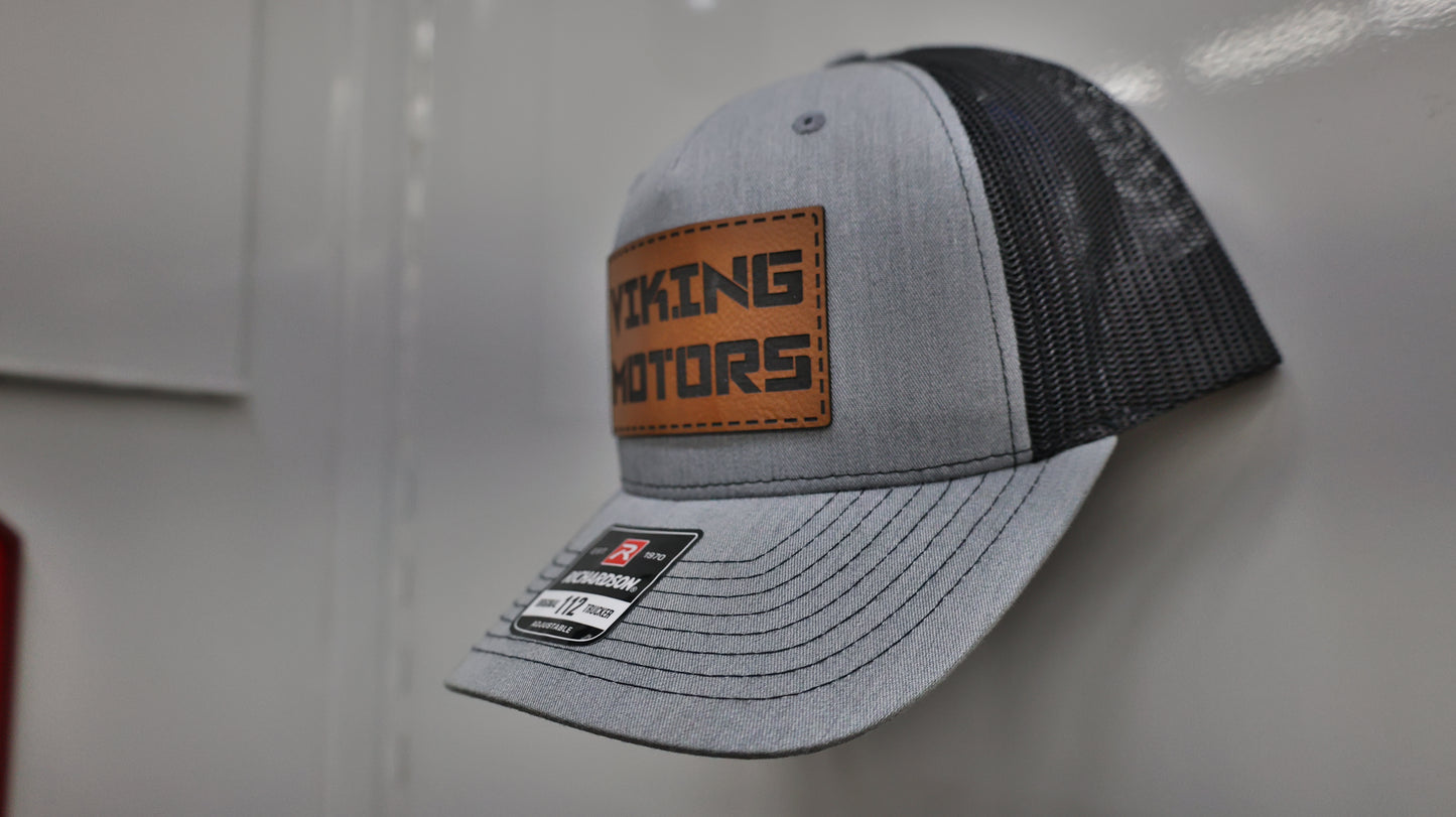 Viking Motors Leather Patch Hat 112FP Split: Heather Grey/Black