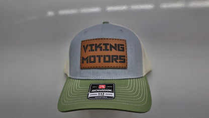 Viking Motors Leather Patch Hat 112FP Tri-Color: Heather Grey/Birch/Army Olive