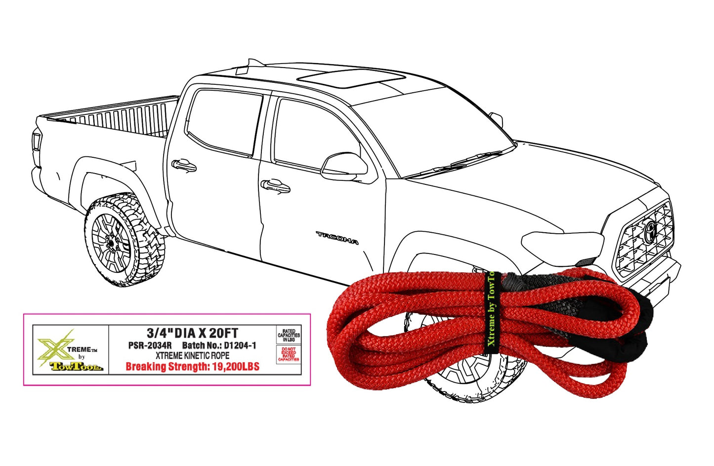 Xtreme Kinetic ¾”x 20ft recovery rope