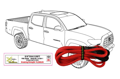 Xtreme Kinetic ¾”x 20ft recovery rope