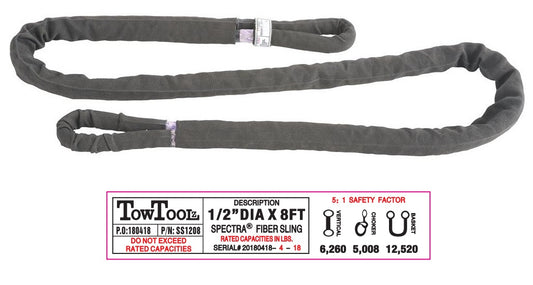 1/2in x 8ft Spectra SuperSling 12,500lbs rope