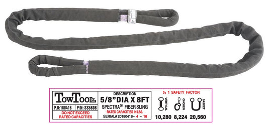 5/8in x 8ft Spectra SuperSling 20,500-lbs rope